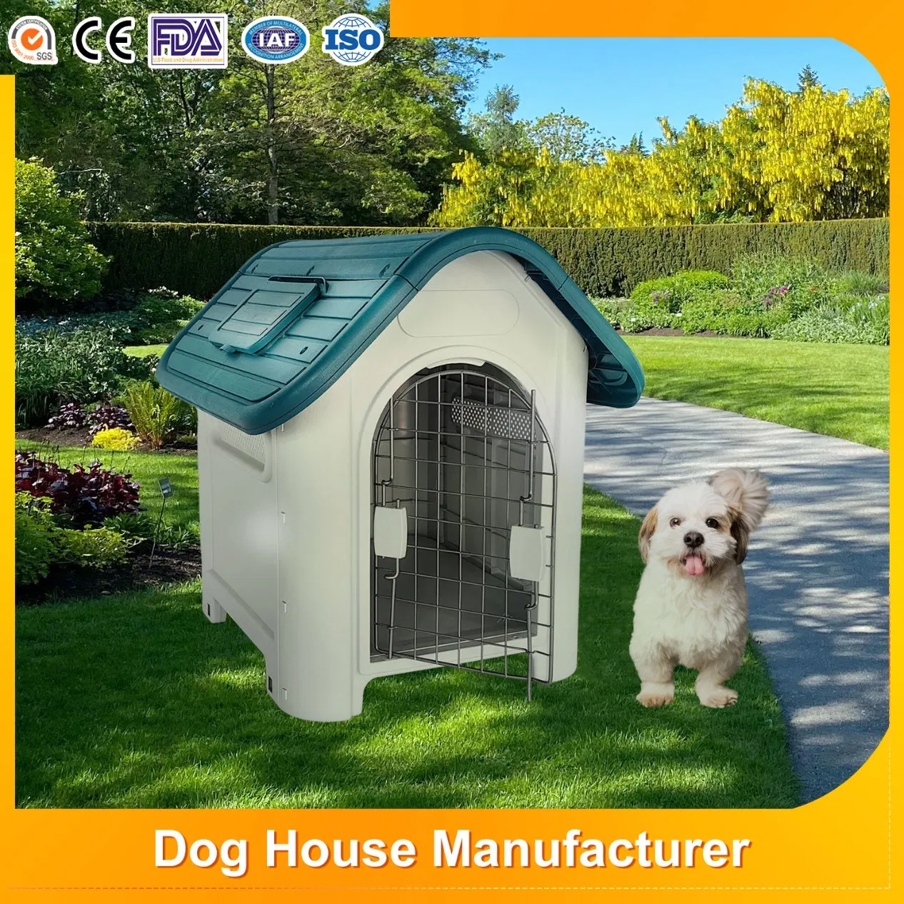 Lussuosa cuccia per cani in plastica Solidity PP, ecologica, da esterno, durevole, rimovibile e impermeabile con finestra