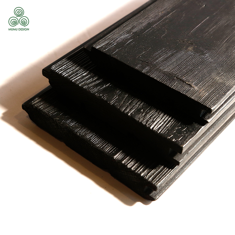 Artisanal Craftsmanship Controlled Char Patterns Burnt Wood Wall Panels