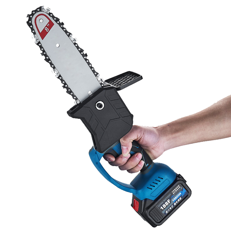8 Inch Portable Cordless Electric Chainsaw with 2 Lithium Batteries, Non-Slip Handle for Wood Cutting
