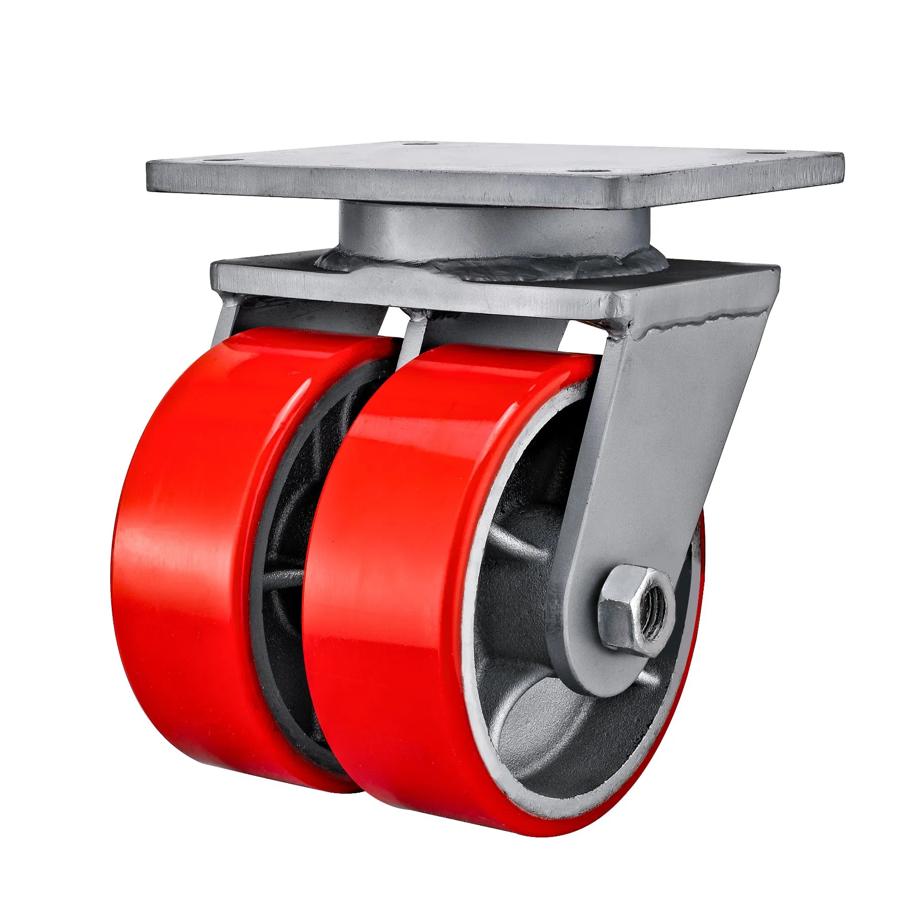 6/8/10/12'' Extra Heavy Duty Swivel Red PU on Cast Iron Caster Wheel Load 2 Ton Industrial Castor