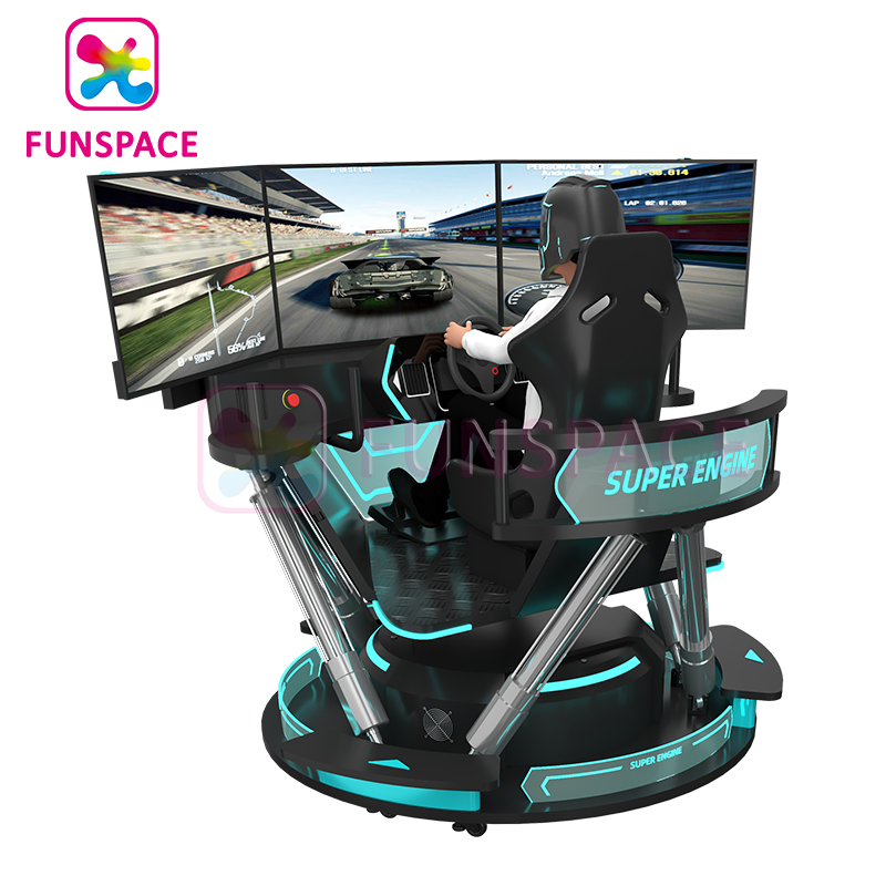 Simulatore di guida arcade VR per auto da corsa a tre schermi e sei assi