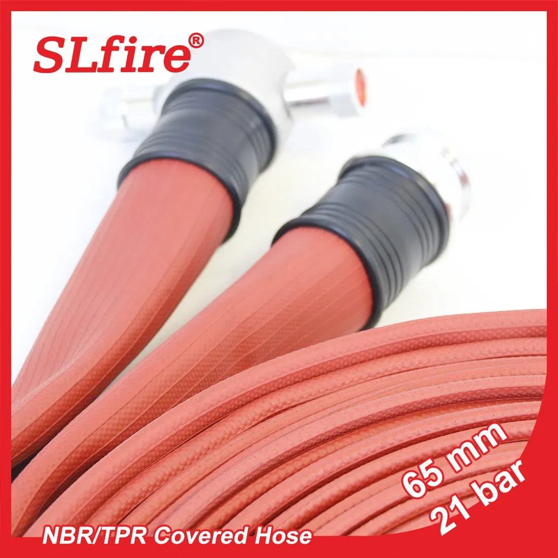 BS6391 Certified Single Jacket Rubber Covered Layflat NBR Lining Fire Hose