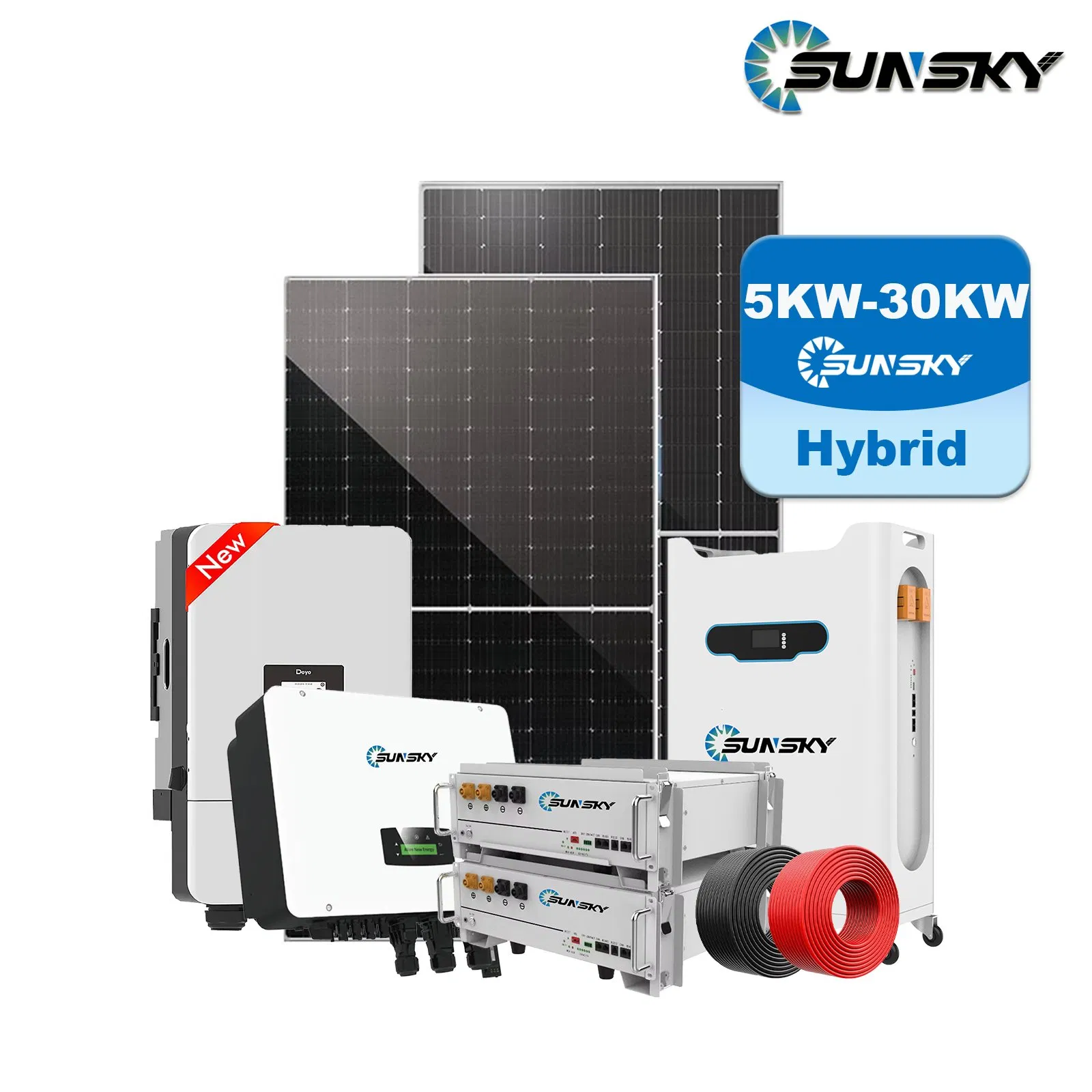 5000W 10000W 10kw 20kw 30kw Grid-Tied Hybrid Off Grid Solar Panel System Home Solar Energy Storage System with LiFePO4 Battery