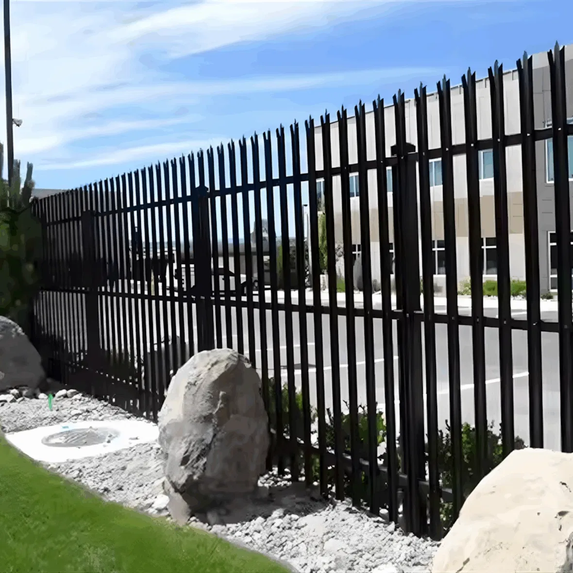 Galvanized Steel Palisade Fence W-Sharp-Pole Protective Solid Steel Fence