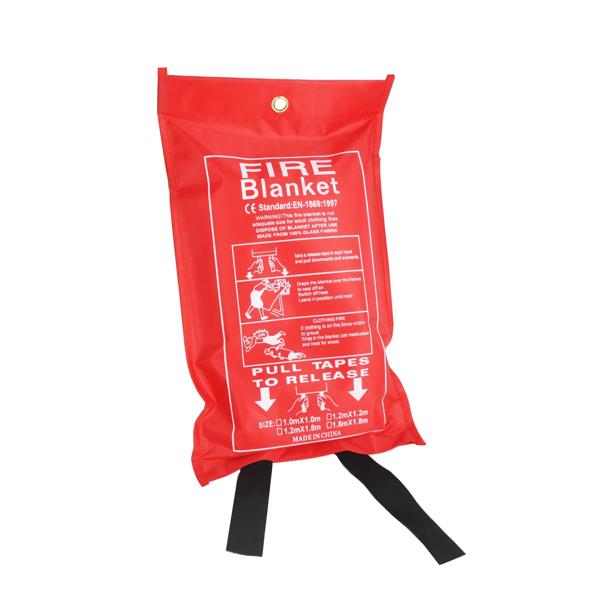 EN1869 Certified 1x1m Fiberglass Fire Blanket for Kitchen Use