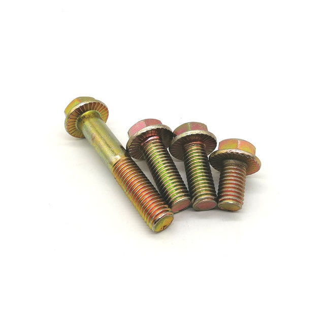 DIN 6921 Carbon Steel Yellow Zinc Plated Hex Head Flange Bolt with Serrated 10.9/12.9