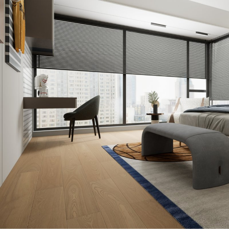 Fangwu-Yu Ash Three Layer Engineered Wood Flooring Brushing UV Coating Finish 14mm Thickness Contemporary Style