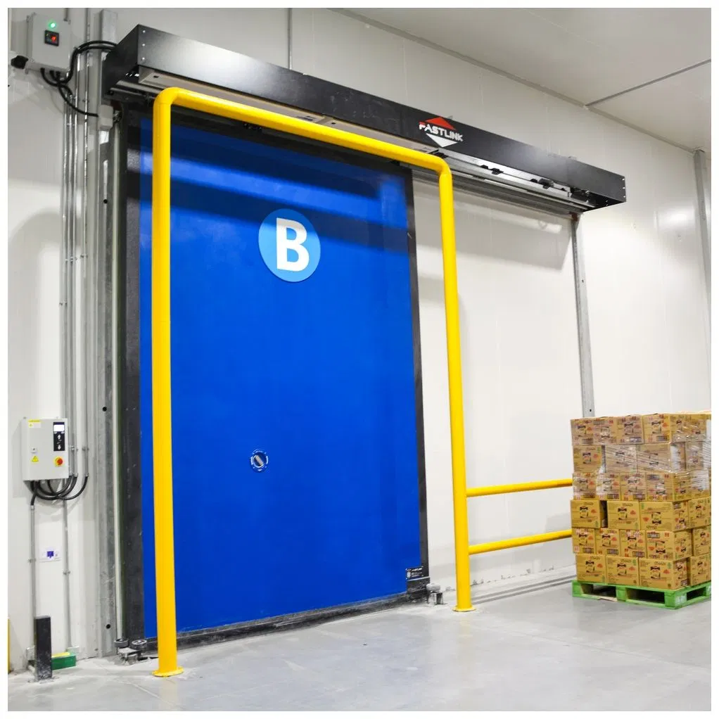 Porte scorrevoli ad alta velocità Fastlink per la logistica, pannello elastico personalizzato, porte scorrevoli automatiche ad alta velocità isolate per celle frigorifere