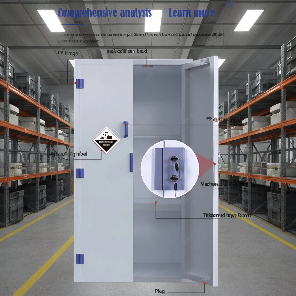 Chemical Safety Storage Cabinet with Three Partitions, Four Doors