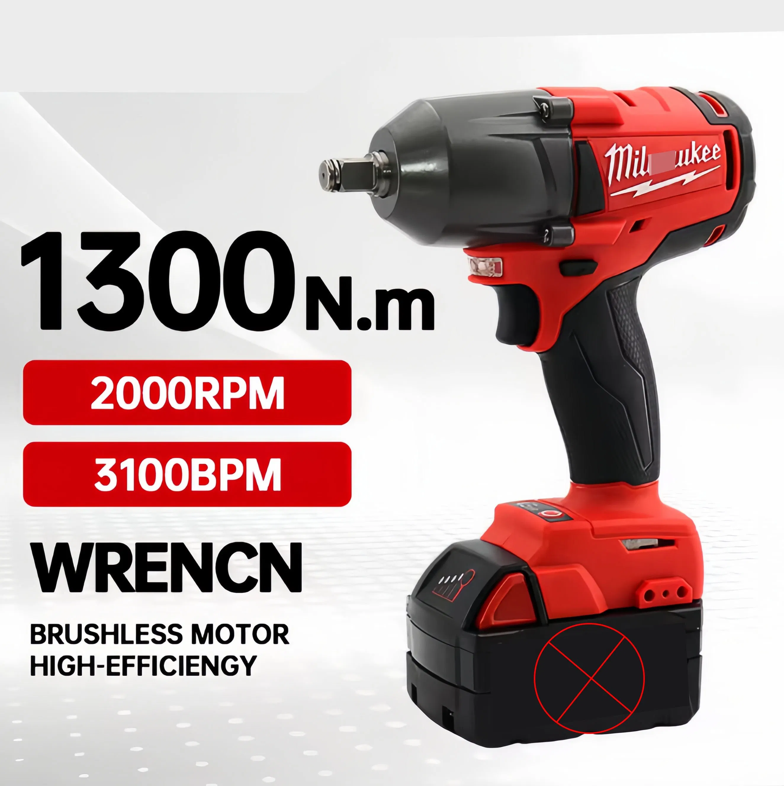 Milwaukee Style 1300N.M High-Power 800W Rechargeable Electric Wrench Tools Set