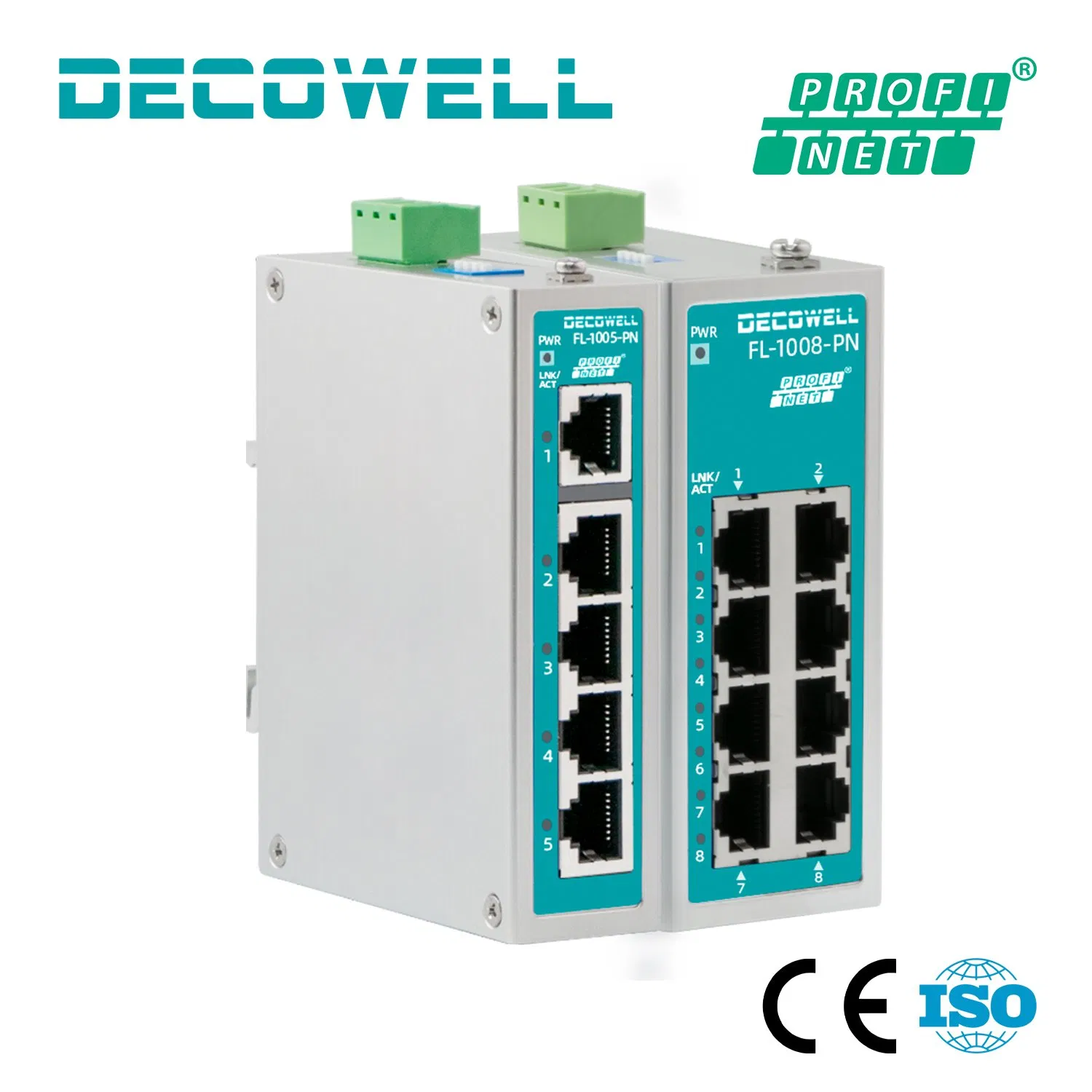 Industrial PROFINET Unmanaged Switch 5/8 Port 12~48VDC Fanless Design