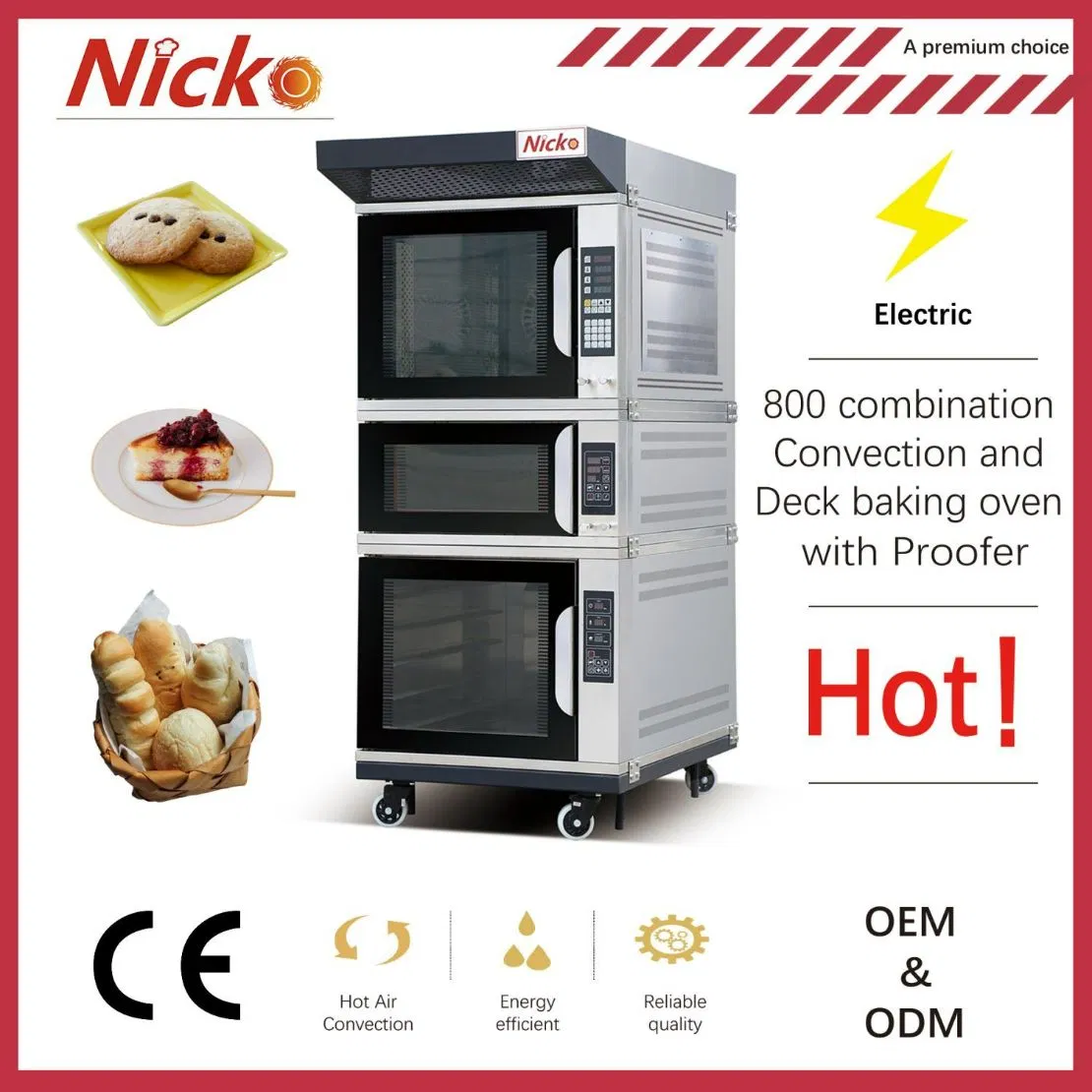 Forno combinato a convezione elettrico commerciale da 800 con lievitatori