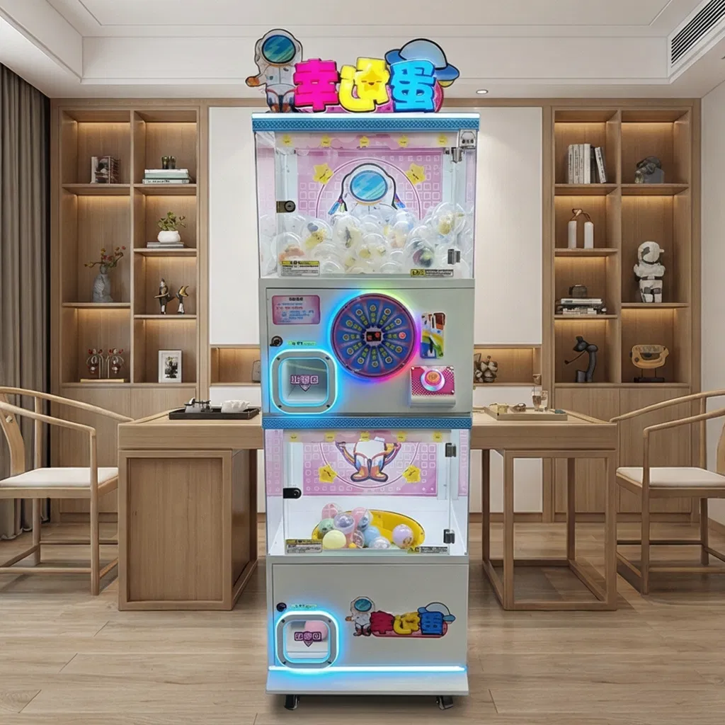 Distributore automatico di capsule Gachapon a doppio strato per interni, premi in metallo per giochi arcade, giocattoli