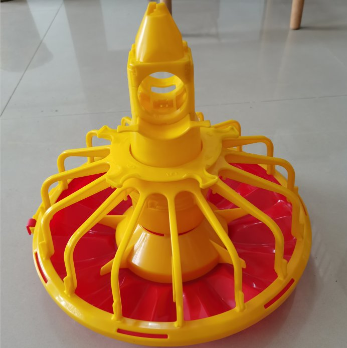 PP Material Broiler Feeder Pan with Adjustable Stages Two-Layer Automatic Feeding System for Poultry Chicken Farms