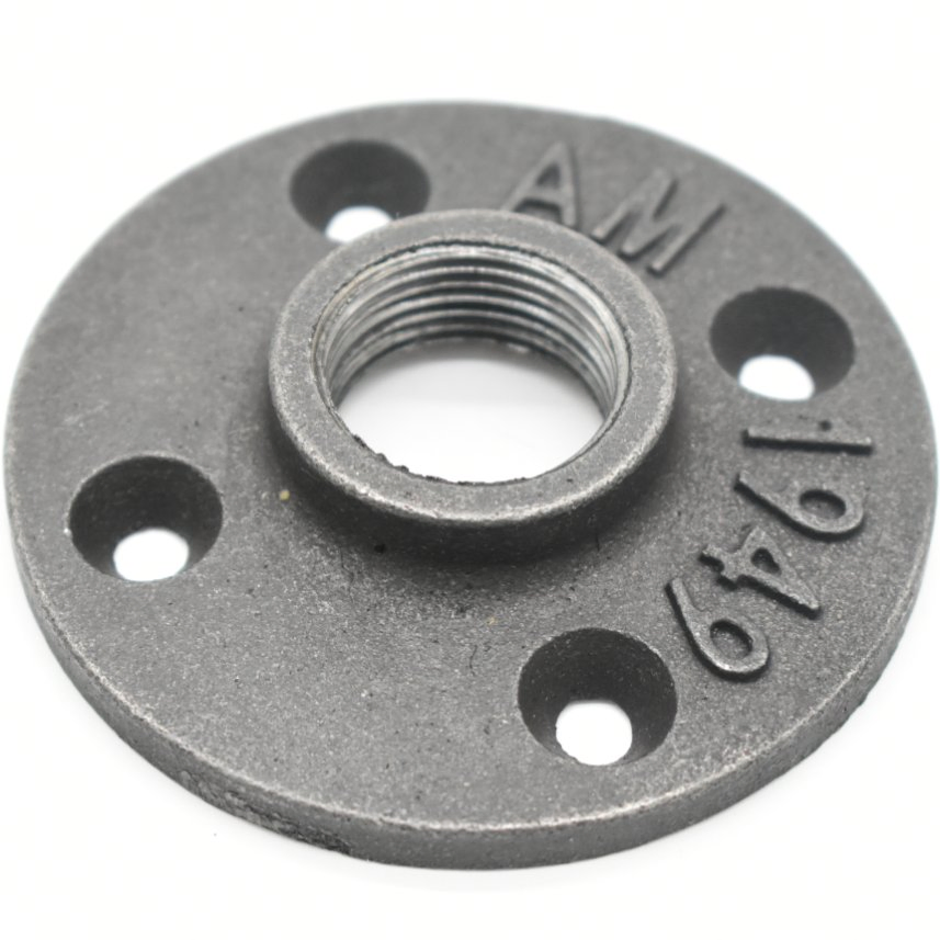 1/2 Inch Grey Malleable Cast Iron Pipe Fittings Floor Flange Top Retro Industrial Flange