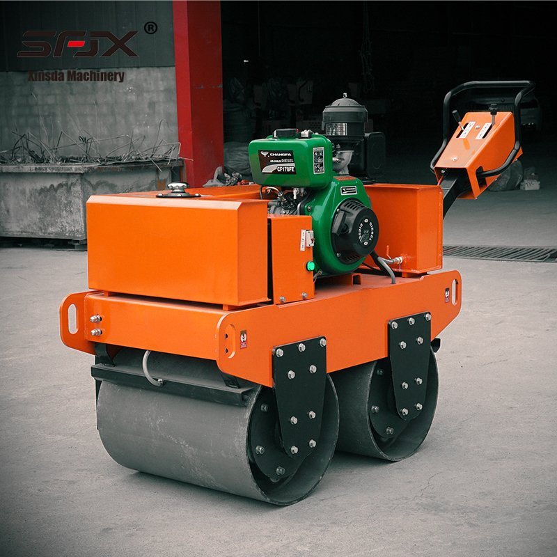 500kg Ton Diesel Walk Behind Double Drum Vibratory Roller