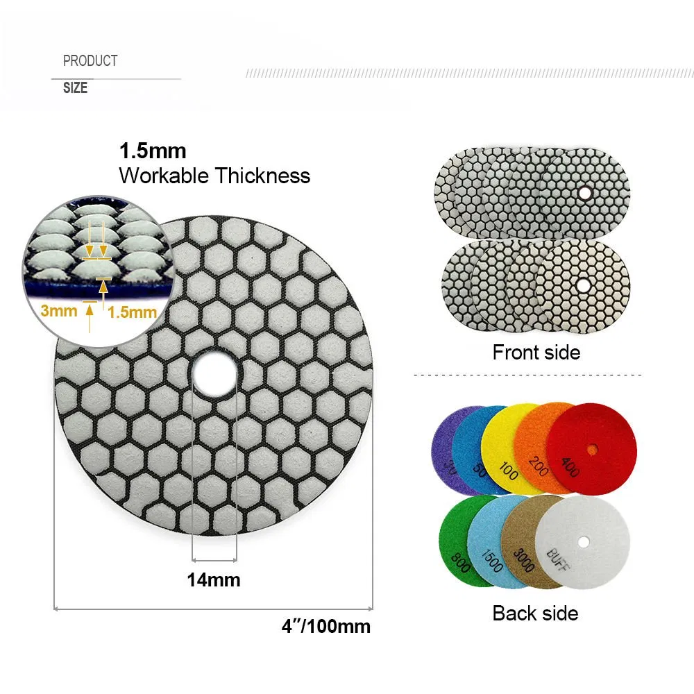 Disco flessibile diamantato a legante resinoide da 4 pollici/100 mm per lucidatura a secco di pietra, marmo, quarzo, pad di lucidatura, disco abrasivo per lucidatrice