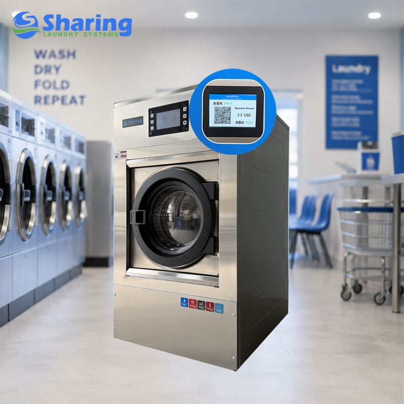 Lavatrice Estrattore Industriale a Gettoni con Pagamento Senza Contanti da 15 kg per Lavanderia Self-Service Commerciale