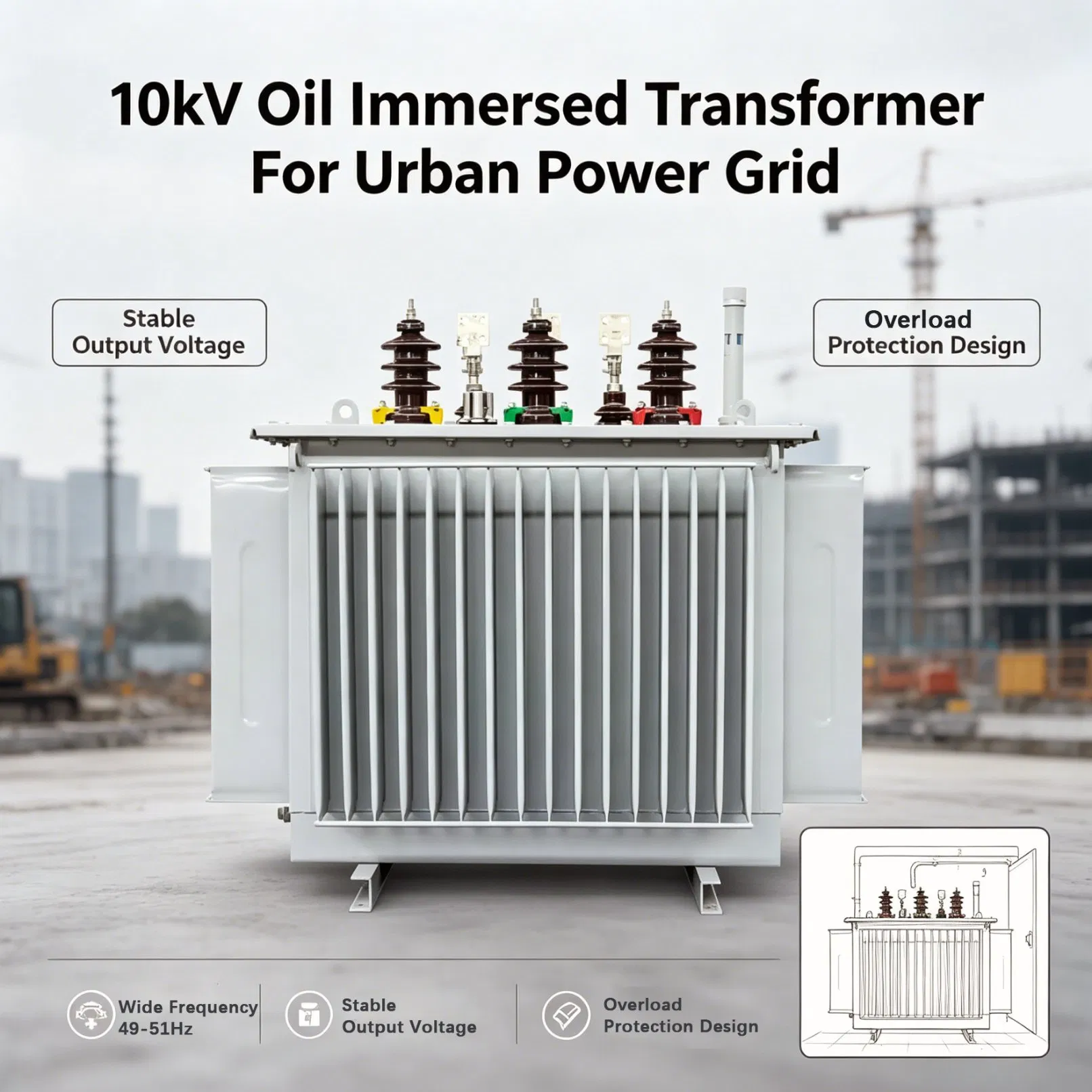 10kV Dreiphasen-Ölverteilungstransformator S11 Kupferwicklung 5-160kVA