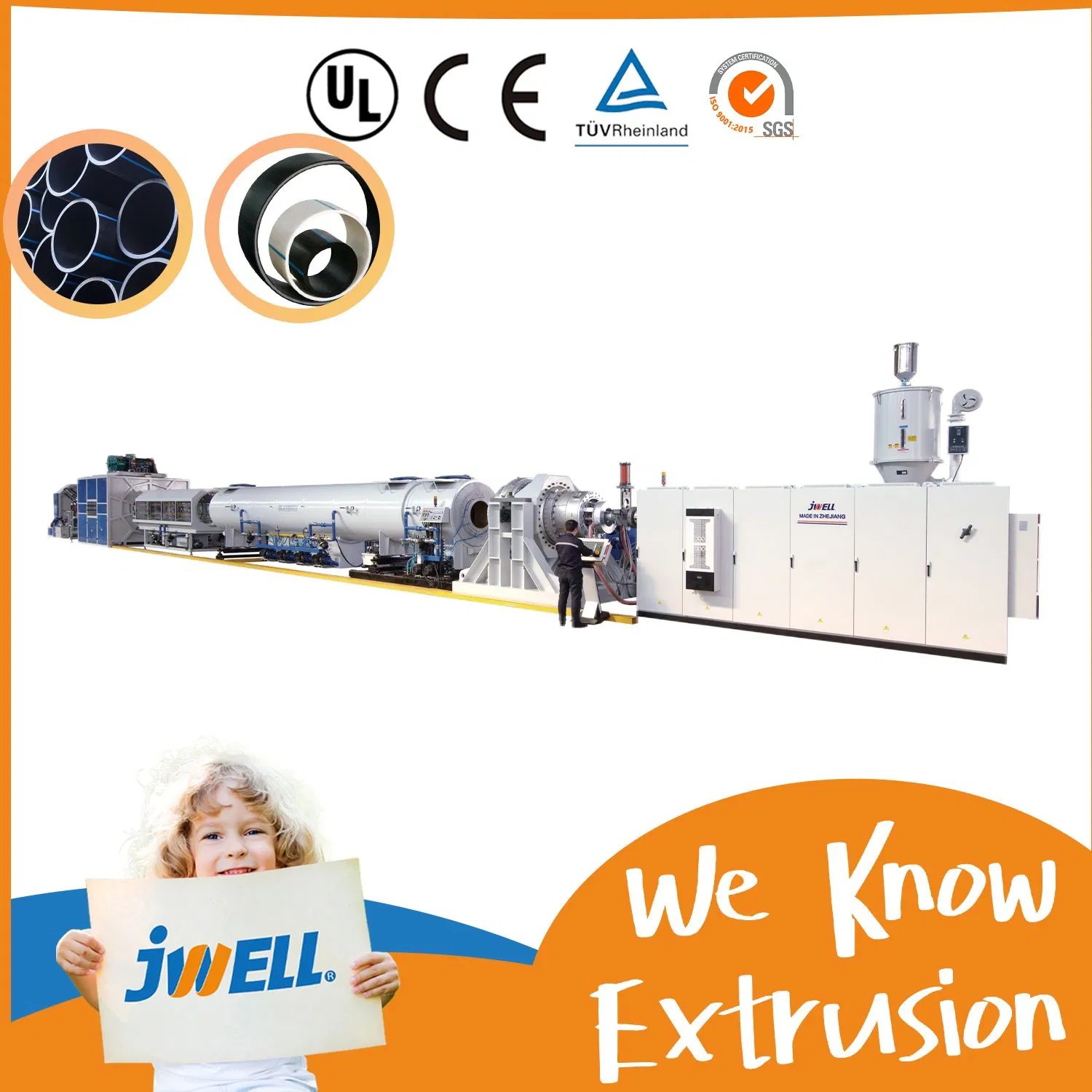 خط بثق أنابيب بلاستيكية لتزويد المياه بقطر كبير من HDPE/PE، آلة تصنيع خراطيم PPR/LDPE/الري بالتنقيط/قنوات الكابلات/الأنابيب المموجة