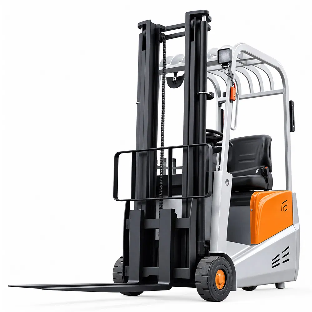 Mini carrello elevatore elettrico stretto da 1,5 tonnellate carrello elevatore a tre ruote con piccolo raggio di sterzata