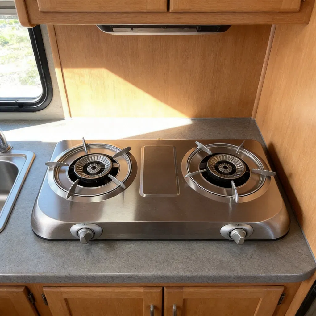 2 Burner Gas Cooktop in Stylish Black and Green Colors