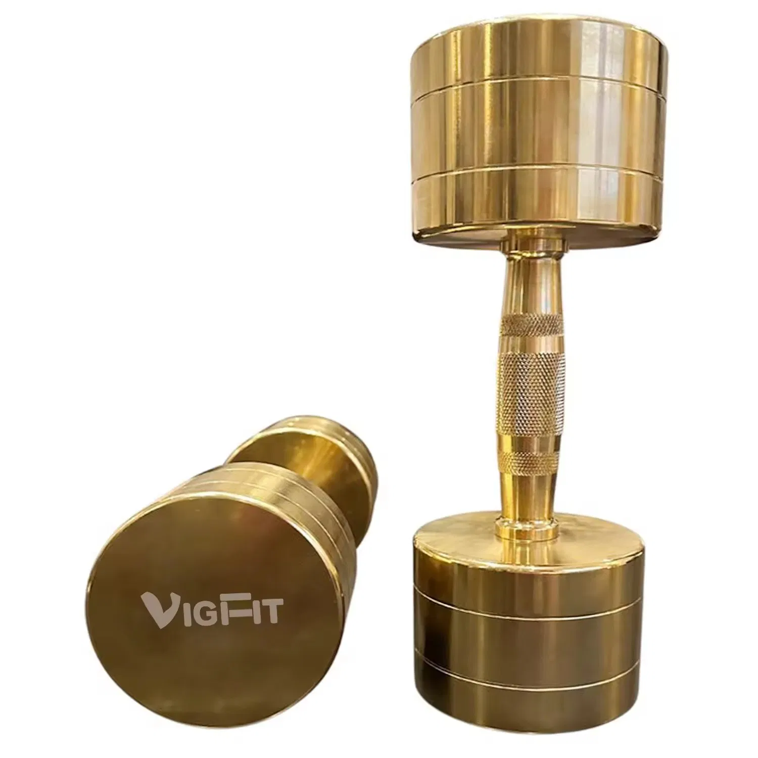 Customized Gold Chrome Fixed Dumbbell Set 200kg