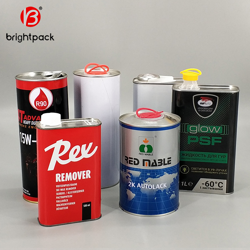 1L Square Tin Cans for Engine Oil and Brake Fluid, Customized