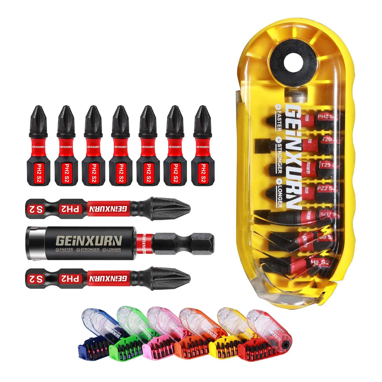 Industrial S2 Steel Impact Tough Screwdriver Bit Set 60mm Extension Rod 10PCS