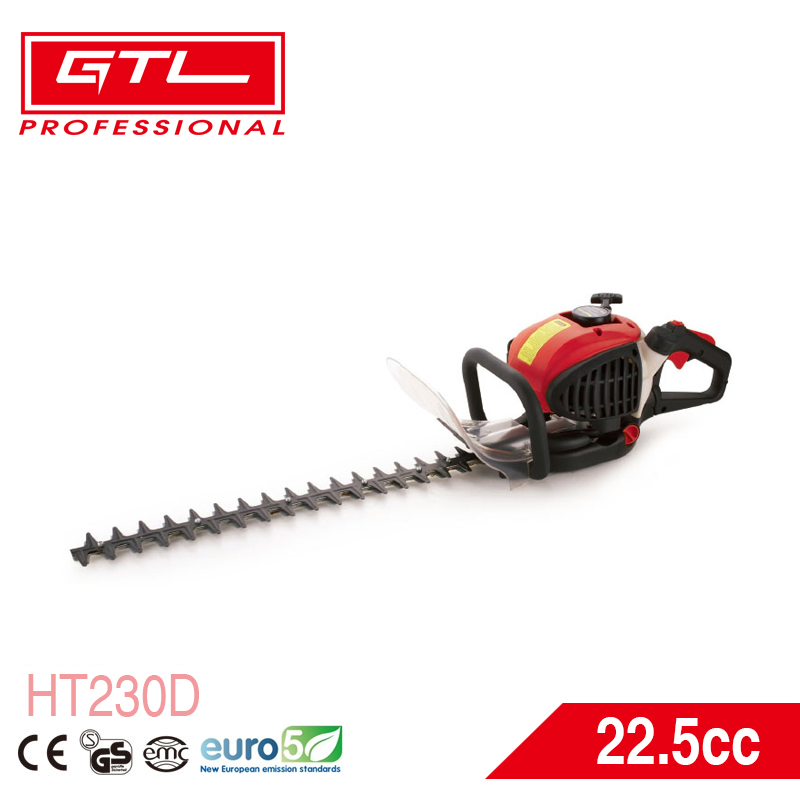 Professional 22.5cc 2-Stroke Gasoline Hedge Trimmer HT230D, 800W, 700mm Cutting Blade, 180° Adjustable Rotating Handle