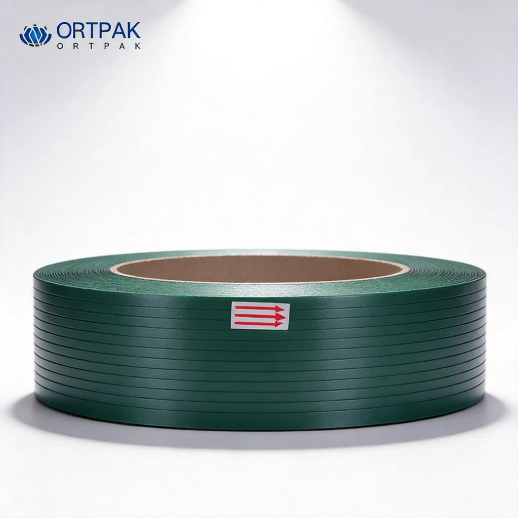 Embossed Roll High Tension Green Polyester Strap for Auto Machine
