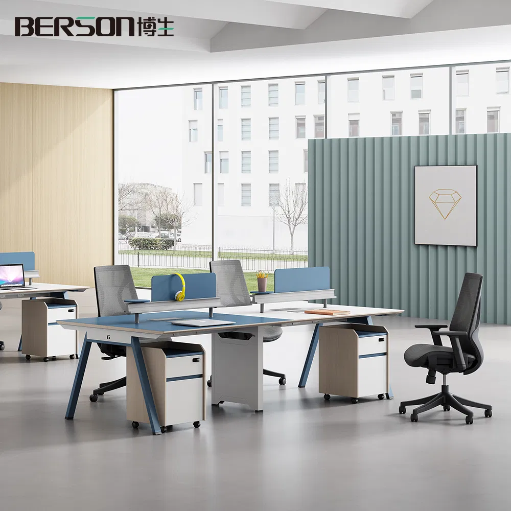 Modern 2 Person Staff Workstation Metal Frame Melamine Table Office Desk
