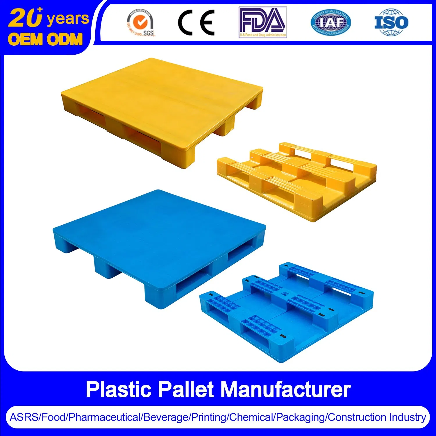 1200*800*170 mm Food Grade Heavy Duty Rack Plastic Pallet for Pharmaceutical Industries