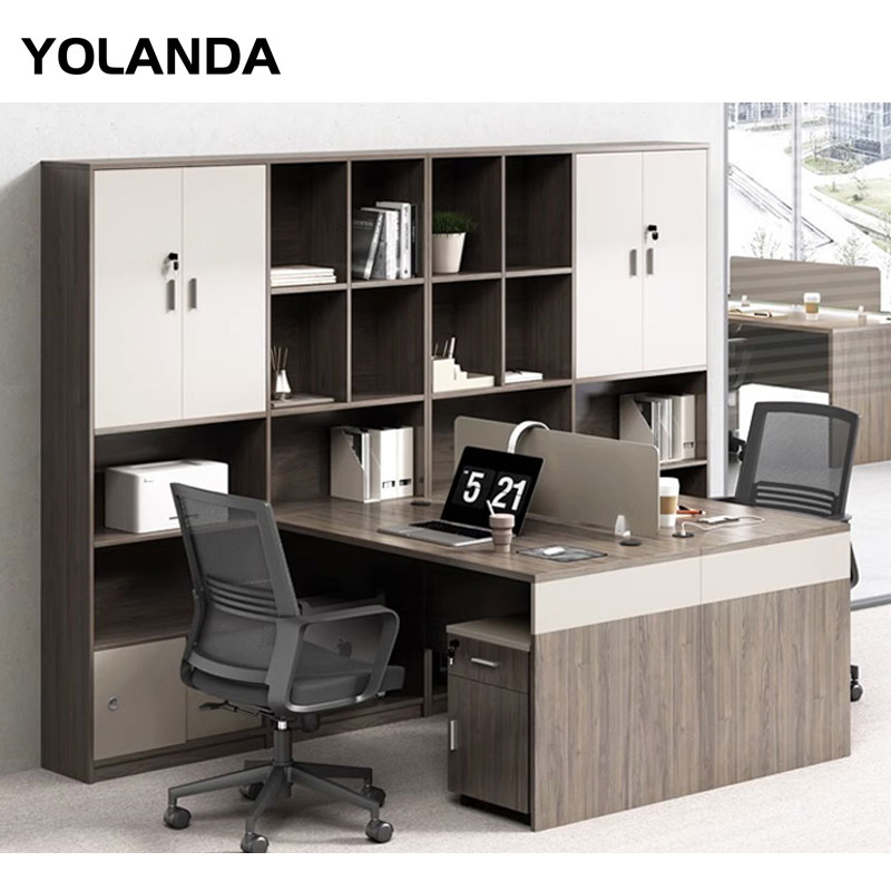 Yolanda Modern Office Employee Cubicles Work Station Table Office Furniture 2 Person Staff Desk Cubicles Workstation