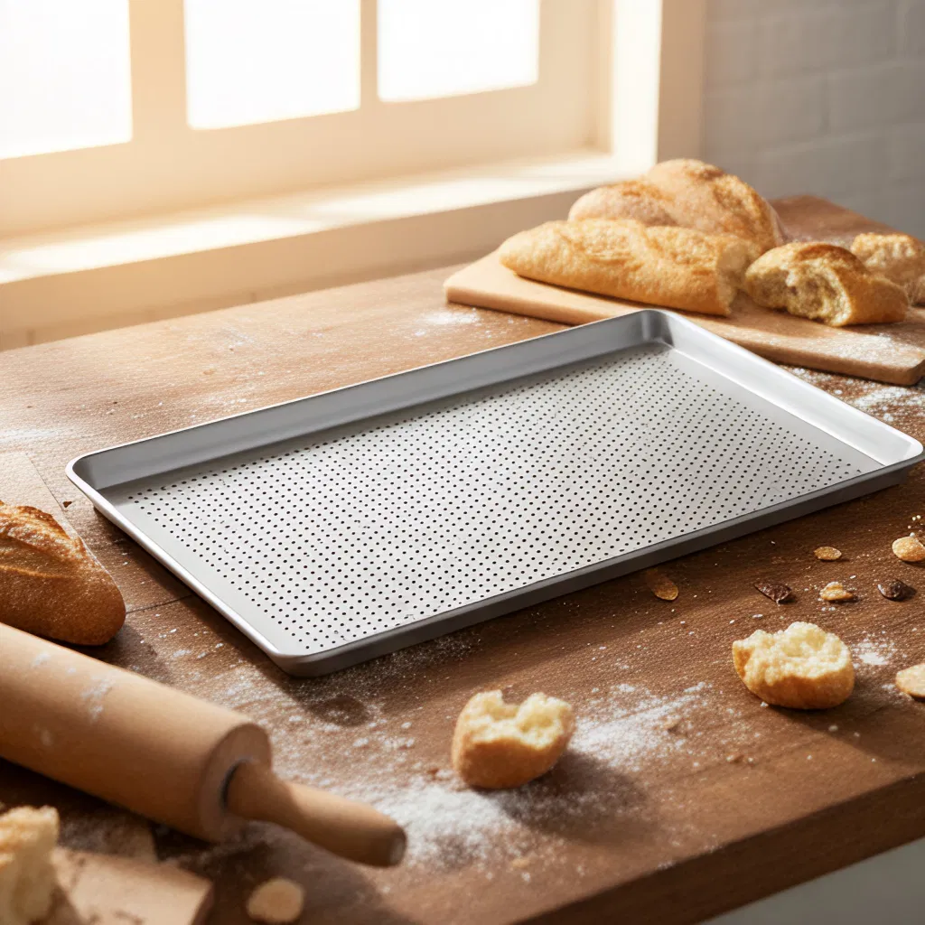 Stainless Steel Flat Baking Sheet Pan Commercial Bakery Production Perforation Baking Tray