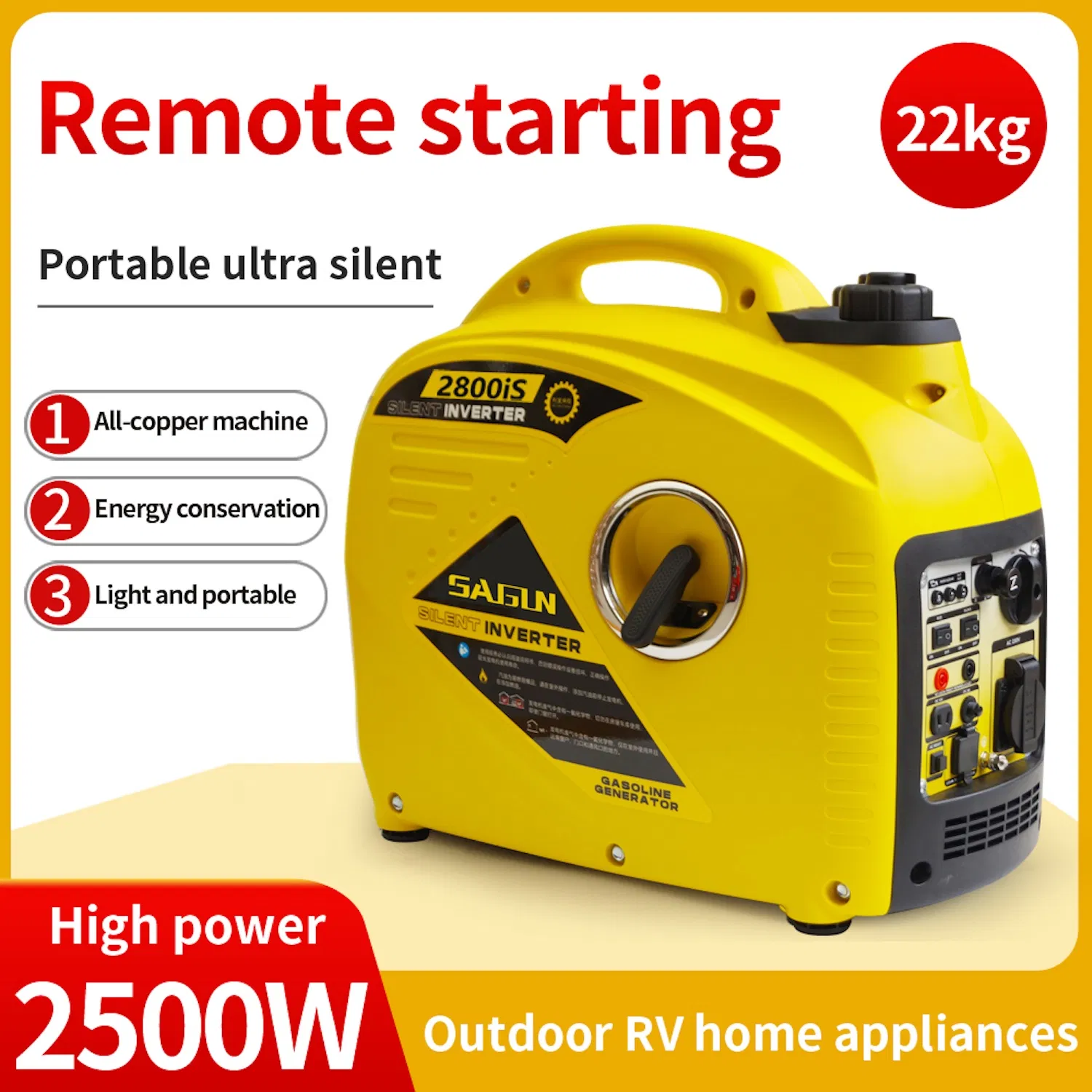 2000W 2.5kVA 3kW 3.5kW 5000W Generatore Elettrico Inverter Digitale Portatile Mini Silenzioso a Benzina a Frequenza Variabile OEM Cliente