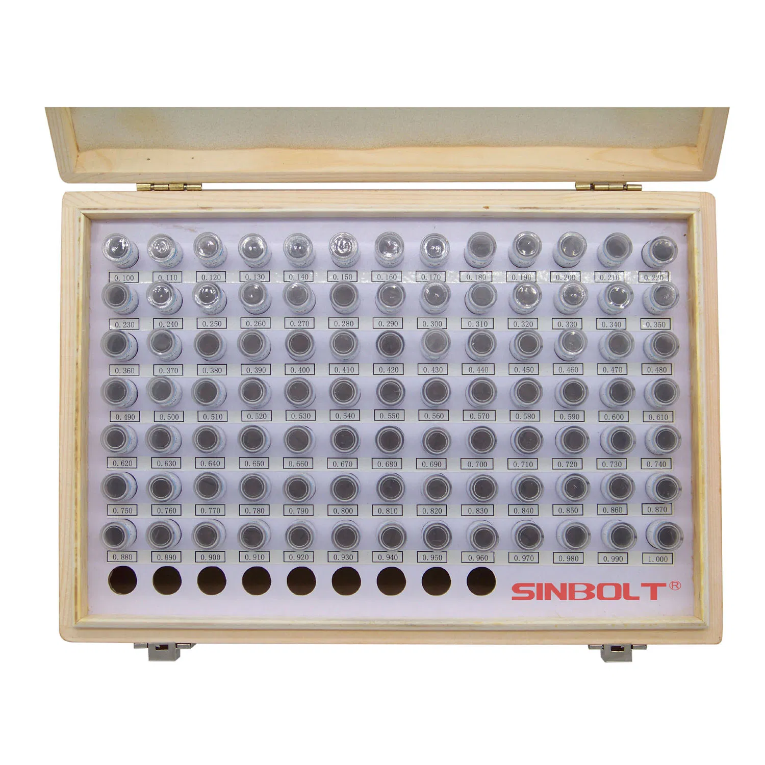 Bearing Steel Pin Gauge Set 0.100-1.000, Step 0.01, 91PCS