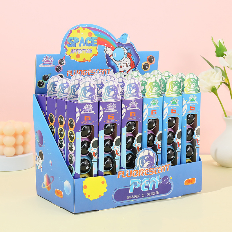 Mini Size Astronaut Shape Pastel Highlighter Pens Bullet Assembly Fluorescent Marker