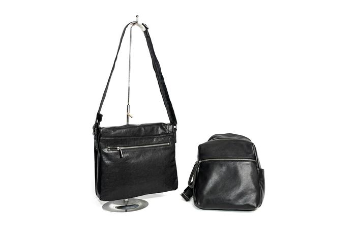 Black Unisex Lamb Leather Washable Fashion Shoulder Bag