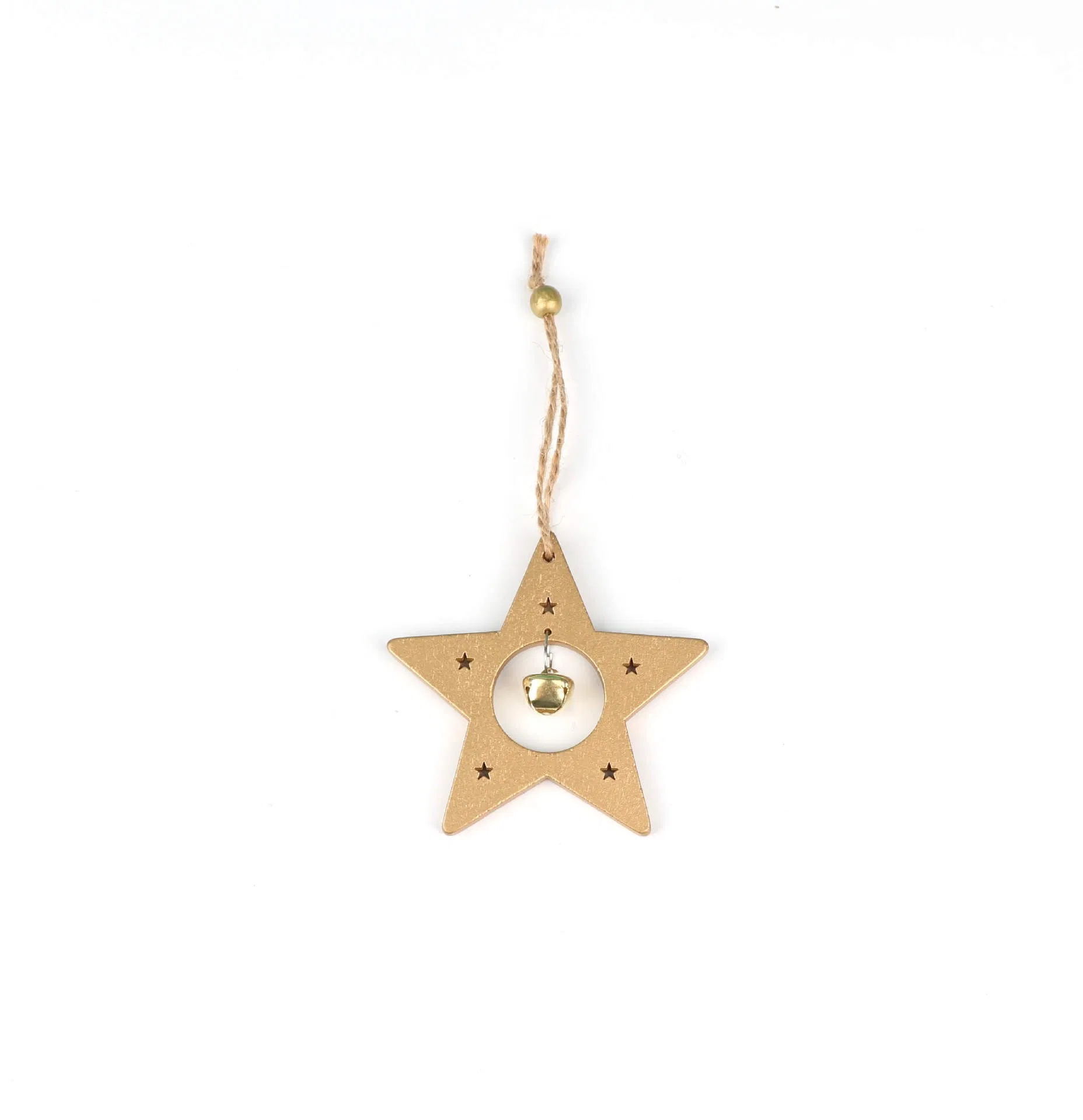 Stella in Legno per Albero di Natale con Campanello, Decorazione per Ufficio e Negozio