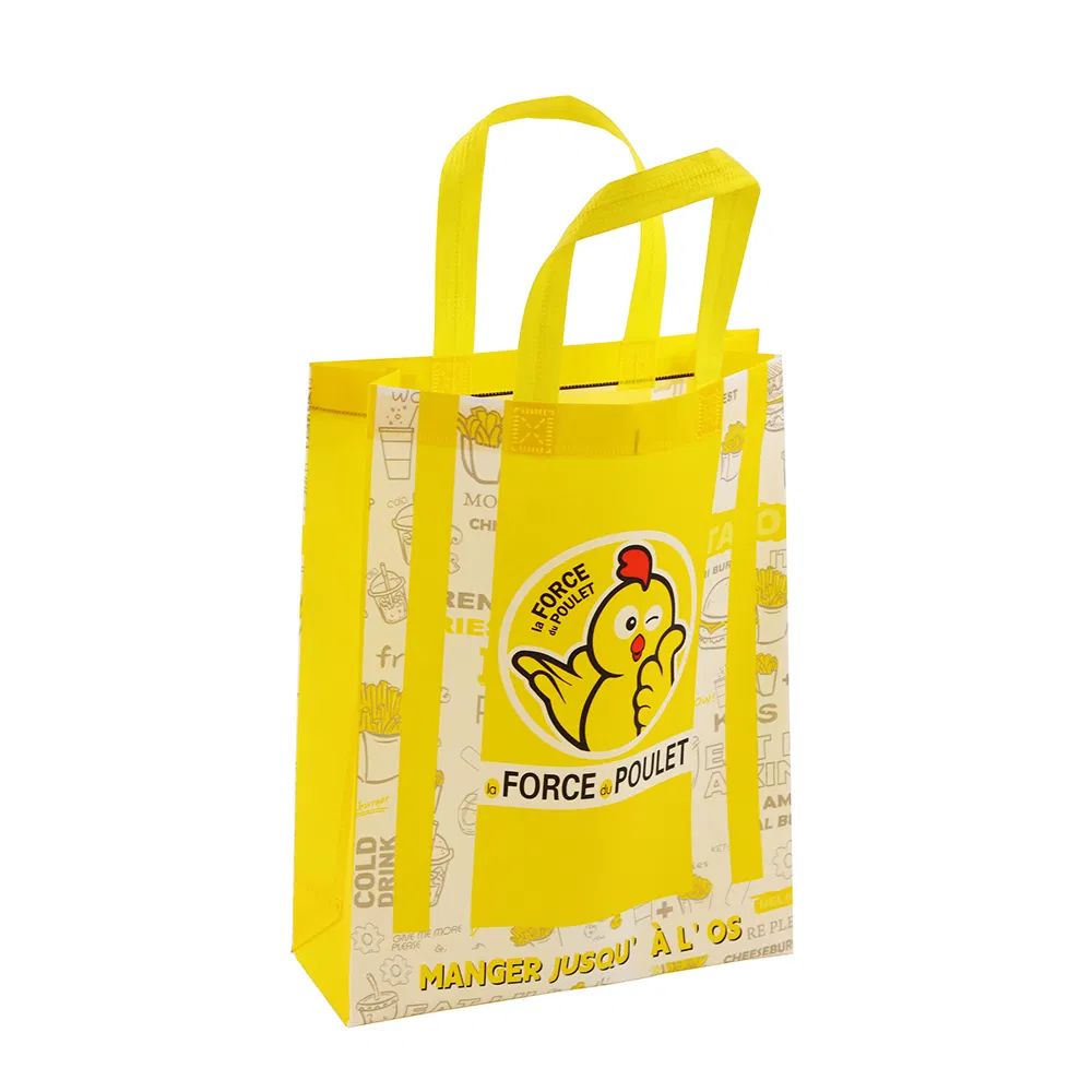 Laminated Foldable Printed Grocery Tote Plastic Shopper Non Woven Take out Lunch Bag for Shopping Gift Grocery Promotional Non-Woven with Handle