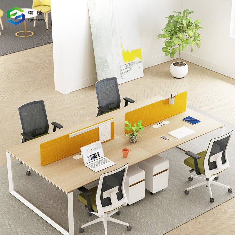 Modernes Büro-Schreibtisch für 4 Mitarbeiter Premium-Arbeitsplatz Möbel Metall Tischgestell