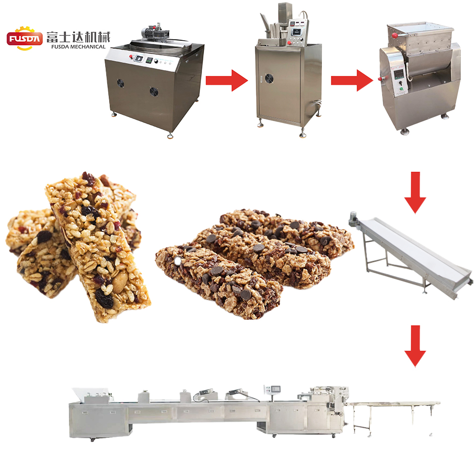 Macchina automatica per la produzione e lo stampaggio di barrette di cereali, granola, muesli e frutta secca