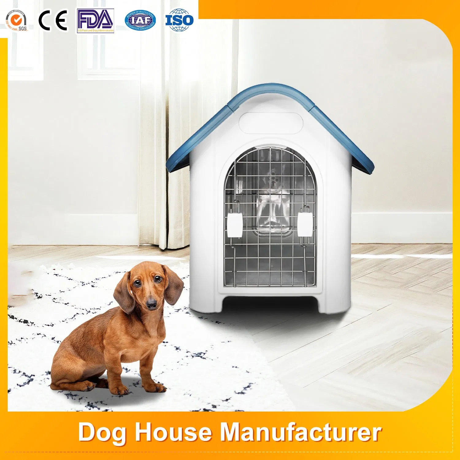 Custom Durable Waterproof Sunscreen PP Plastic Insulated Pet Dog House with Window for Outdoor/Indoor Use