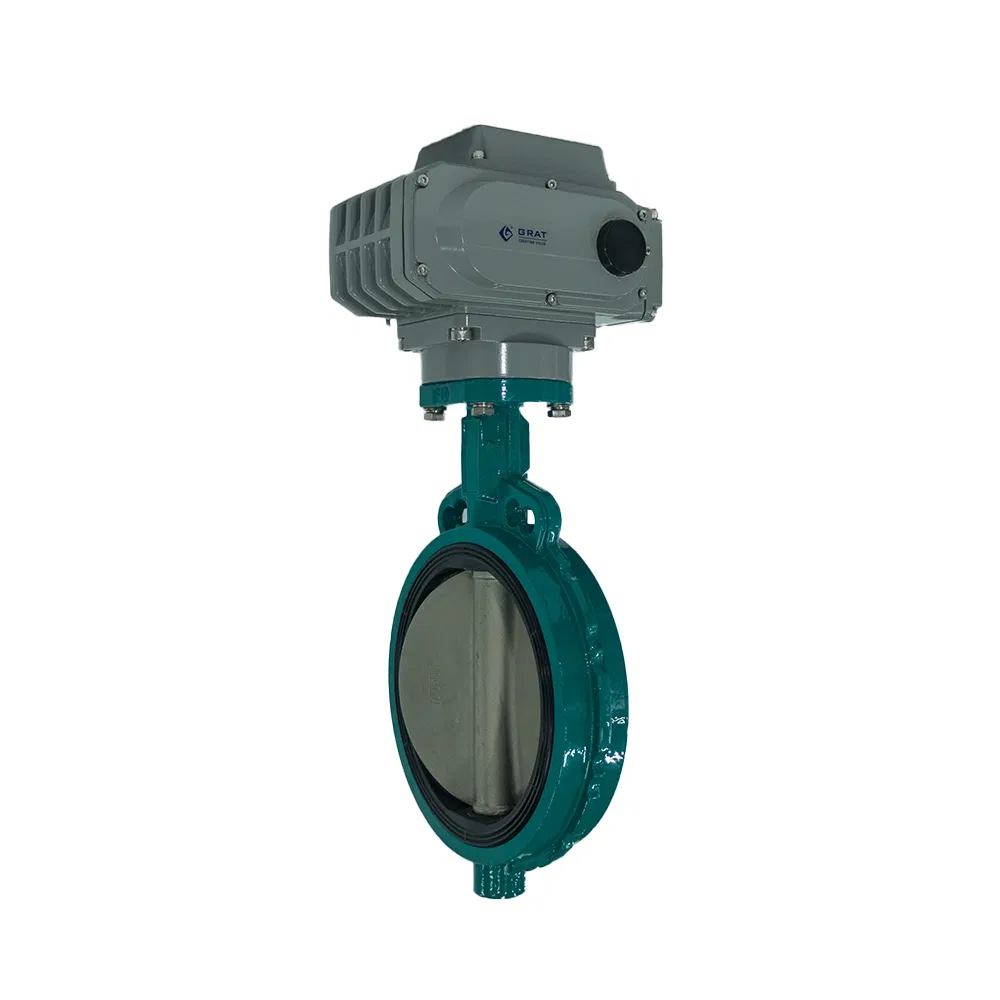 Wafer Type Electric Actuator Control Butterfly Valve Stainless Steel Body, PTFE Lined for Industrial Valve Chemical Corrosion Resistance