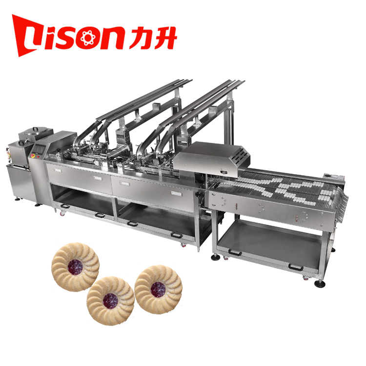Cream and Jam Filling Soft Biscuit Sandwich Machine with Row Multiplier