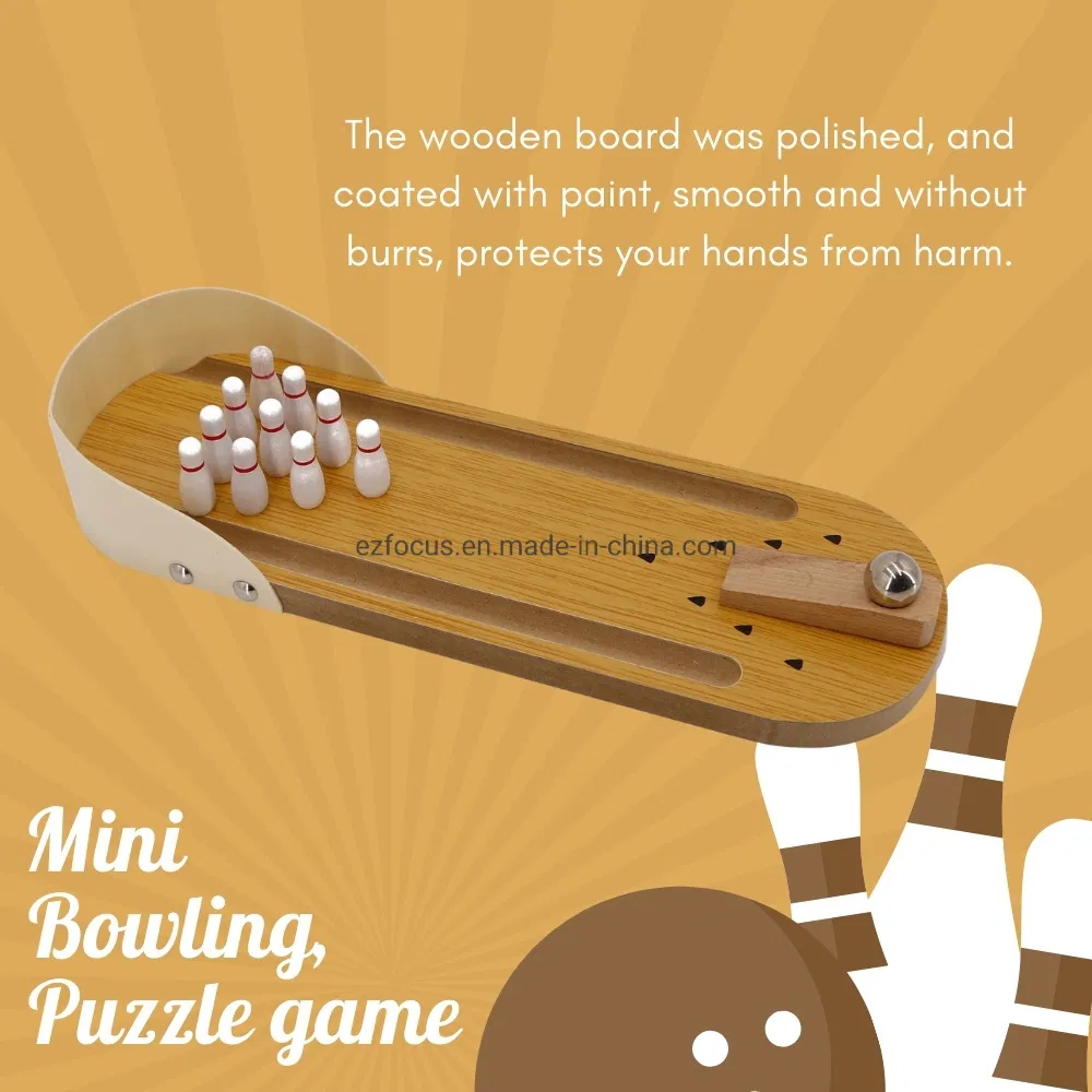 Children Puzzle Parent-Child Interactive Table Toy Wooden Mini Bowling Game WYZ14461