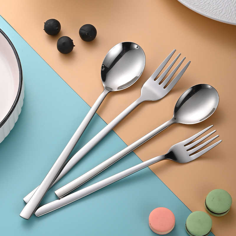 Thickened 304 Stainless Steel Korean Spoon Long Handle Portable Fork