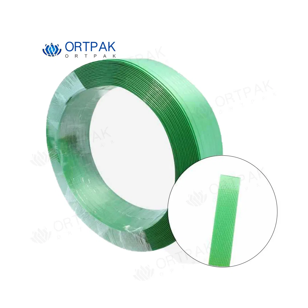 Fascette in poliestere per pallet, verde, lisce, goffrate, ad alta resistenza