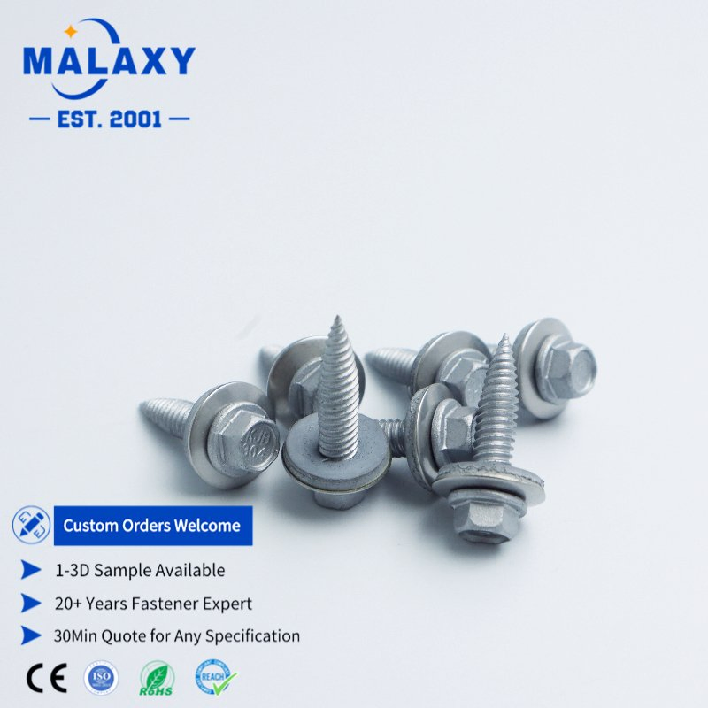 Malaxy High Tensile Steel Yellow Zinc Plated Hexagon Washer Head Tek Screw